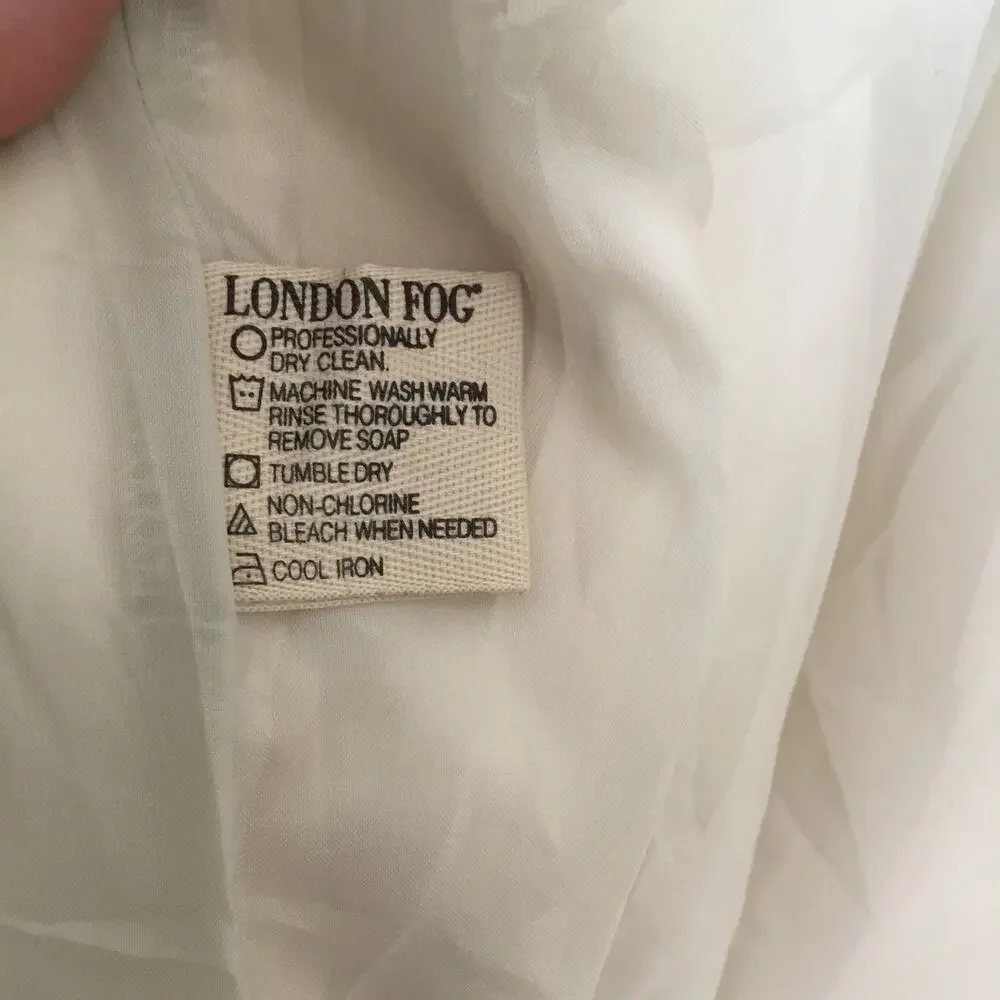 London Fog Cream Off White Double-Breasted Ligth weight Trench Coat Sz XL - Picture 5 of 8